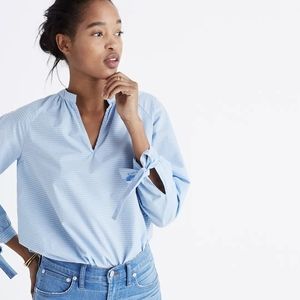 Madewell Striped Tie-Sleeve Popover Top M